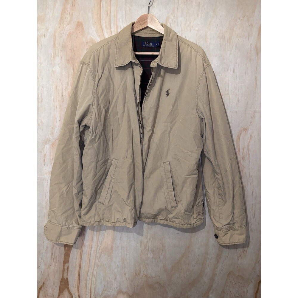Polo Ralph Lauren Harrington Jacket Mens XL Beige Windbreaker Lined Full Zip